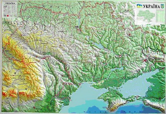 Рельефная карта украины подробная